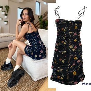 Aritzia Caruso Dress - black floral mesh - US S